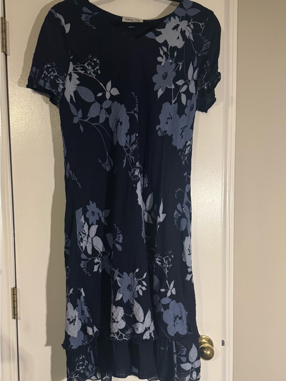 Coldwater Creek 100% cotton linen Floral Midi Dress summer cottage core resort
